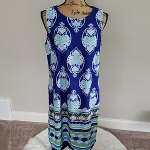 Madison Leigh Blue Sheath Midi Dress Sleeveless Scoop Neck